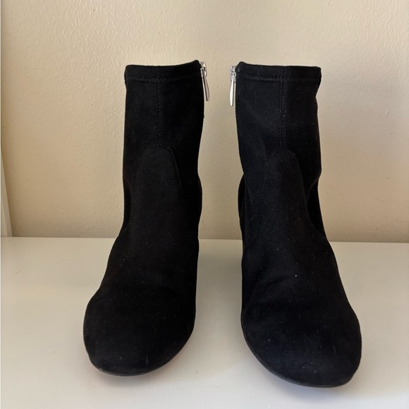Franco Sarto Black Heeled Boots with Textured Sole - Picture 1 of 11